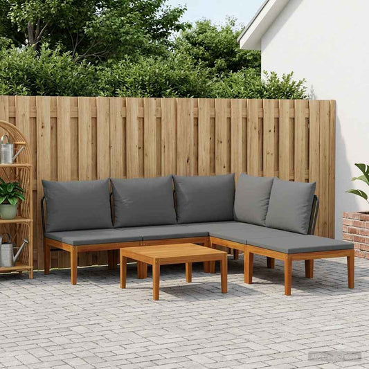 vidaXL 6 pcs Solid Acacia Wood & Rope Natural