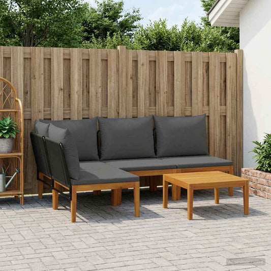 vidaXL 5 pcs Solid Acacia Wood & Rope Natural