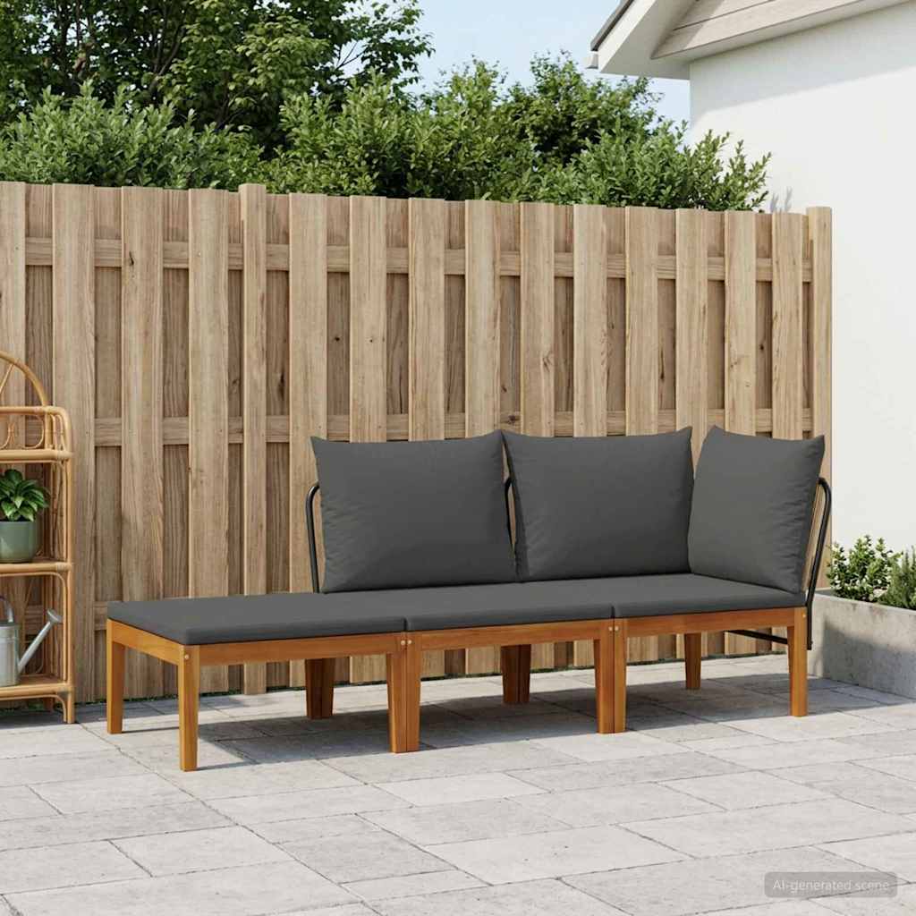 vidaXL 3 pcs Solid Acacia Wood & Rope Natural