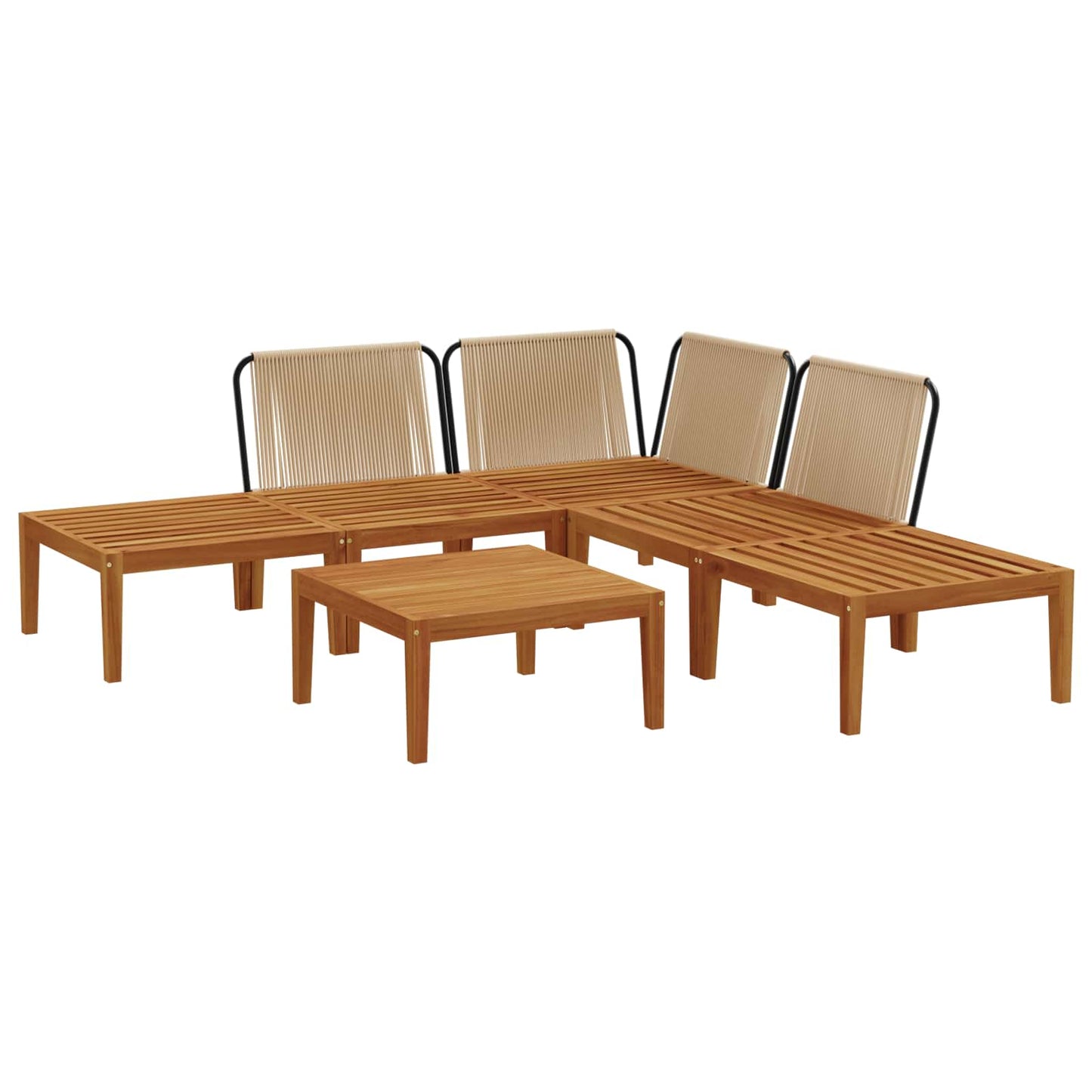 vidaXL 6 pcs Solid Acacia Wood & Rope Natural