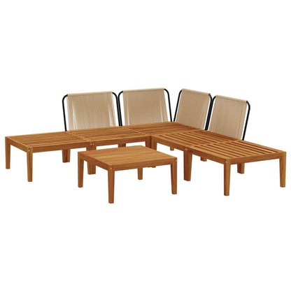 vidaXL 6 pcs Solid Acacia Wood & Rope Natural