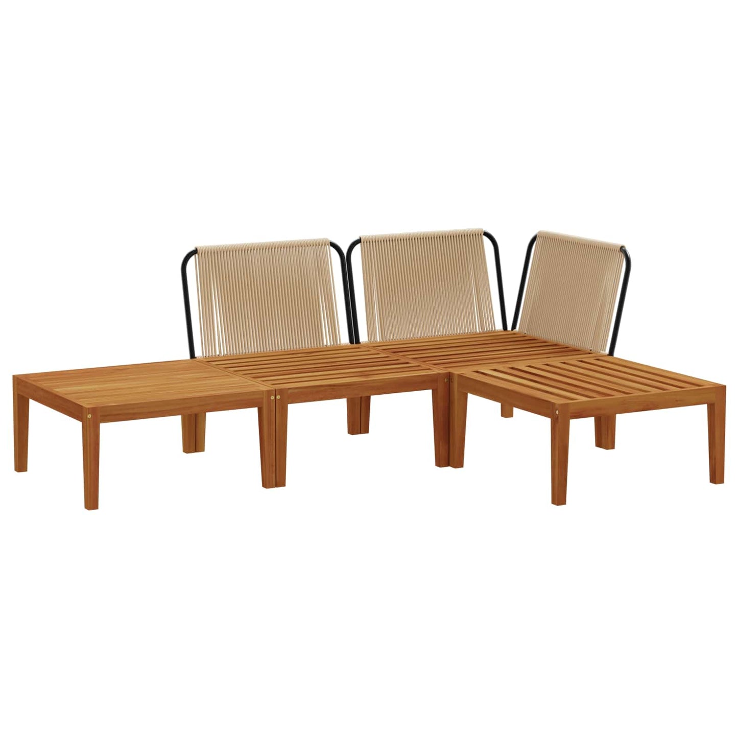vidaXL 4 pcs Solid Acacia Wood & Rope Natural