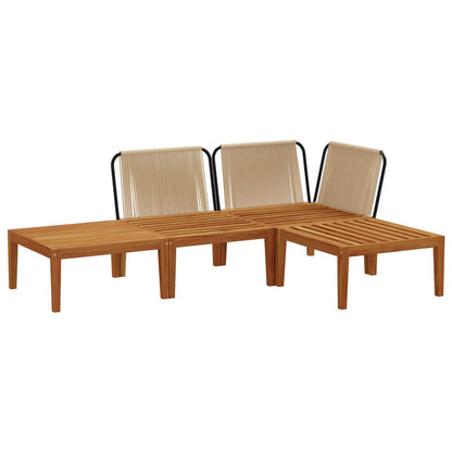 vidaXL 4 pcs Solid Acacia Wood & Rope Natural