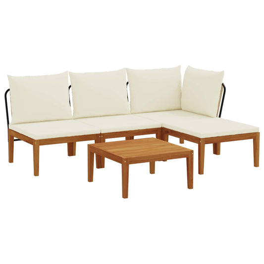 vidaXL 5 pcs Solid Acacia Wood & Rope Natural