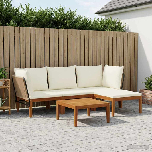 vidaXL 5 pcs Solid Acacia Wood & Rope Natural