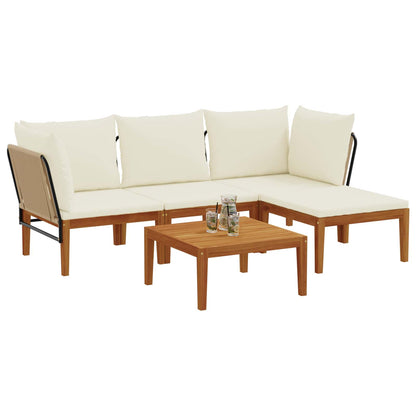 vidaXL 5 pcs Solid Acacia Wood & Rope Natural