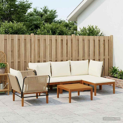 vidaXL 6 pcs Solid Acacia Wood & Rope Natural