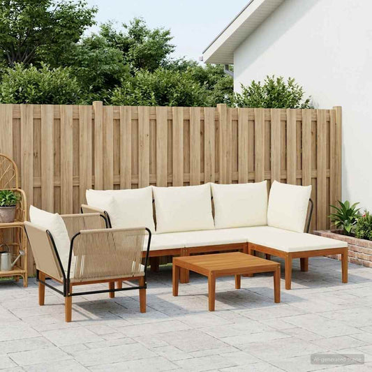 vidaXL 6 pcs Solid Acacia Wood & Rope Natural