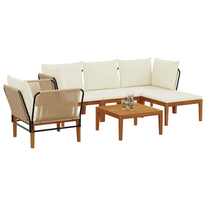 vidaXL 6 pcs Solid Acacia Wood & Rope Natural