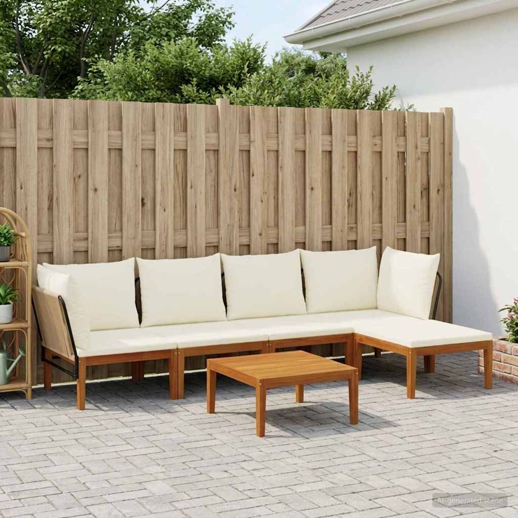 vidaXL 6 pcs Solid Acacia Wood & Rope Natural