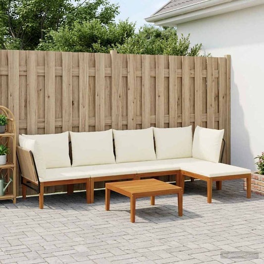 vidaXL 6 pcs Solid Acacia Wood & Rope Natural