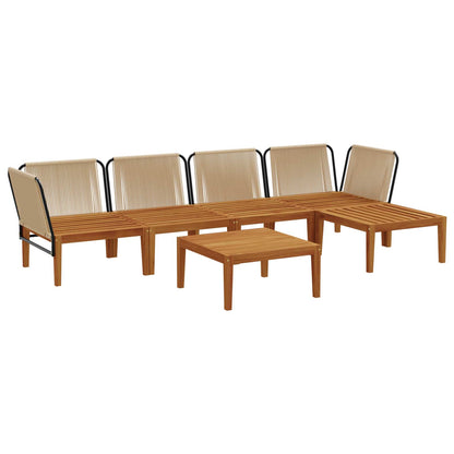 vidaXL 6 pcs Solid Acacia Wood & Rope Natural