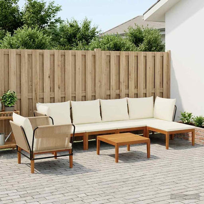 vidaXL 7 pcs Solid Acacia Wood & Rope Natural