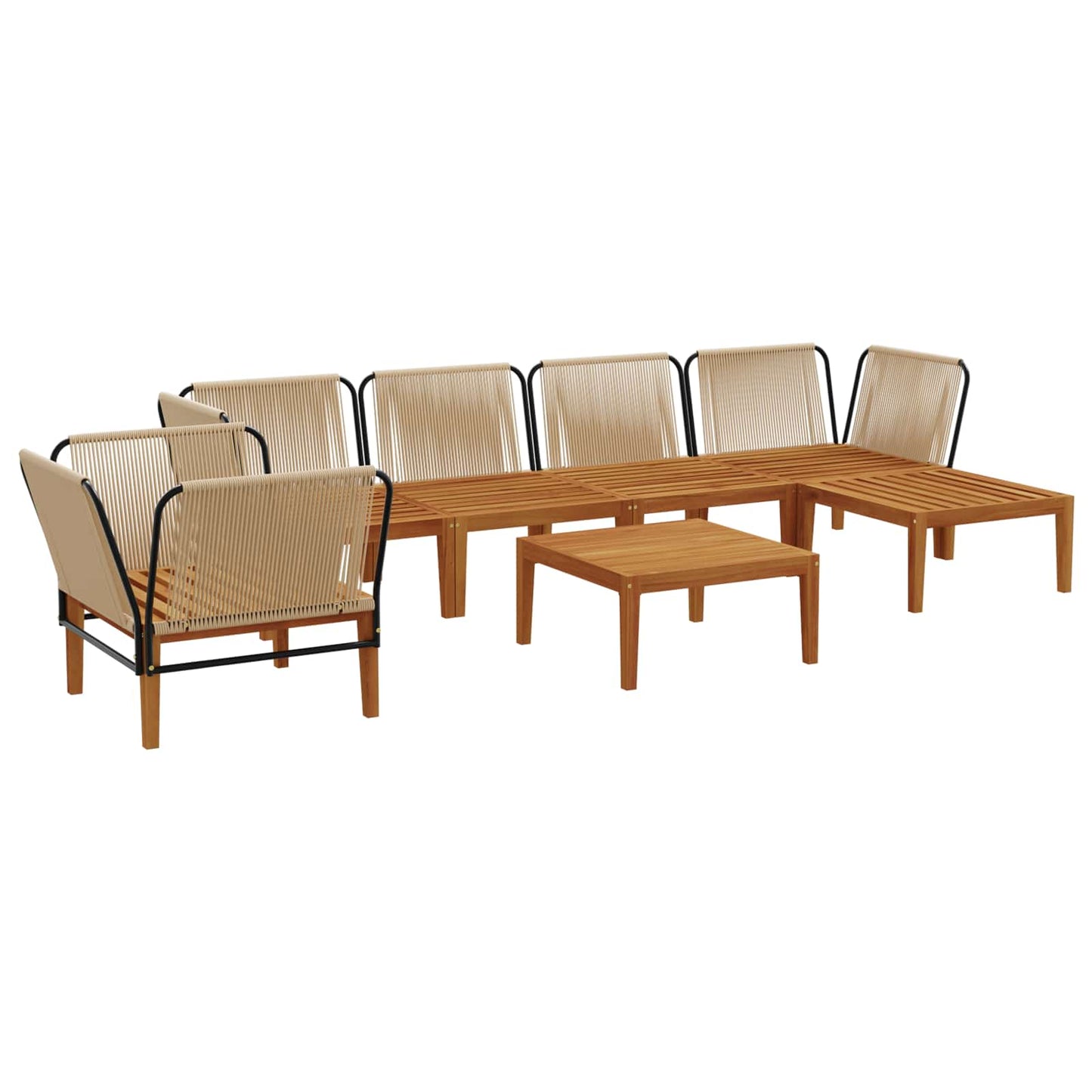 vidaXL 7 pcs Solid Acacia Wood & Rope Natural