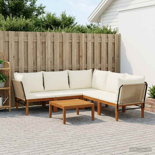 vidaXL 6 pcs Solid Acacia Wood & Rope Natural