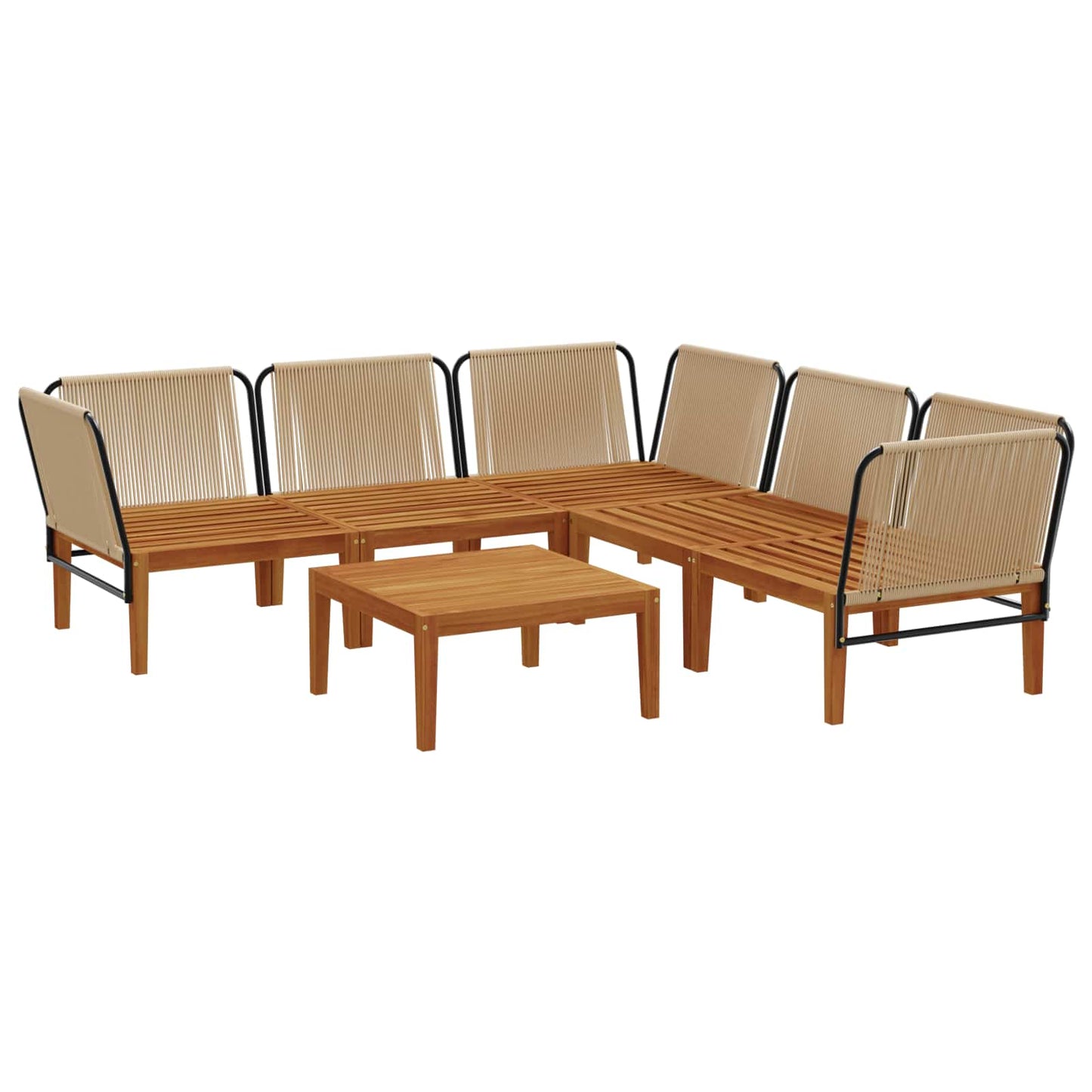 vidaXL 6 pcs Solid Acacia Wood & Rope Natural