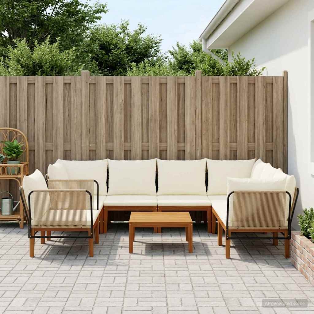 vidaXL 7 pcs Solid Acacia Wood & Rope Natural