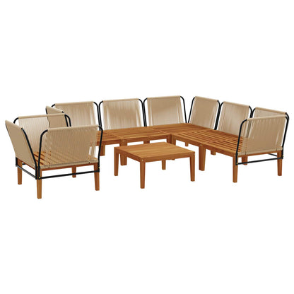 vidaXL 7 pcs Solid Acacia Wood & Rope Natural