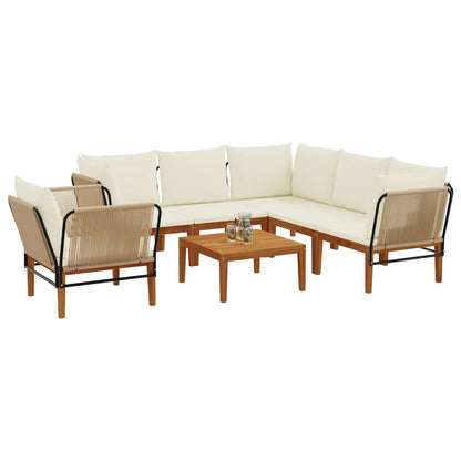 vidaXL 7 pcs Solid Acacia Wood & Rope Natural