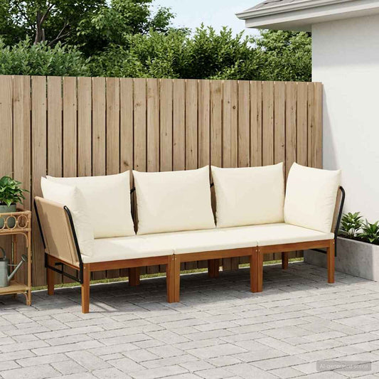 vidaXL 3 pcs Solid Acacia Wood & Rope Natural