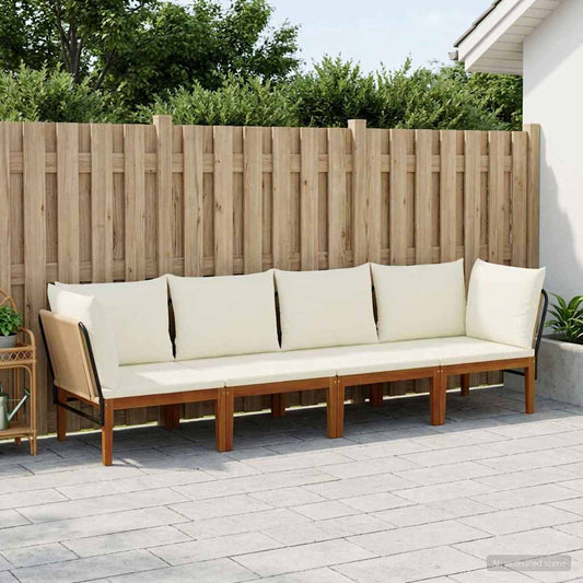 vidaXL 4 pcs Solid Acacia Wood & Rope Natural