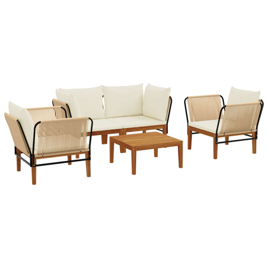 vidaXL 5 pcs Solid Acacia Wood & Rope Natural