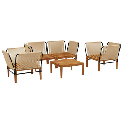 vidaXL 5 pcs Solid Acacia Wood & Rope Natural