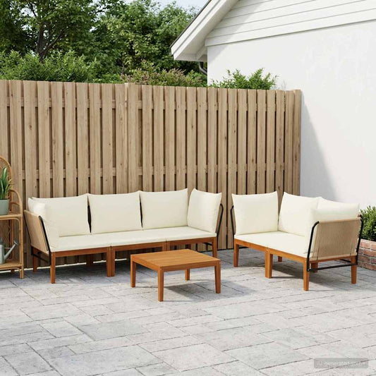 vidaXL 6 pcs Solid Acacia Wood & Rope Natural
