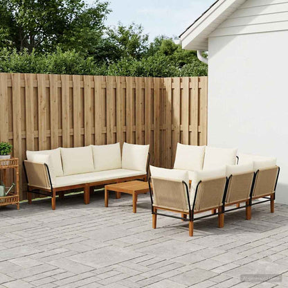 vidaXL 9 pcs Solid Acacia Wood & Rope Natural
