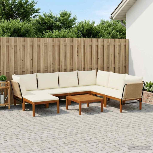 vidaXL 8 pcs Solid Acacia Wood & Rope Natural