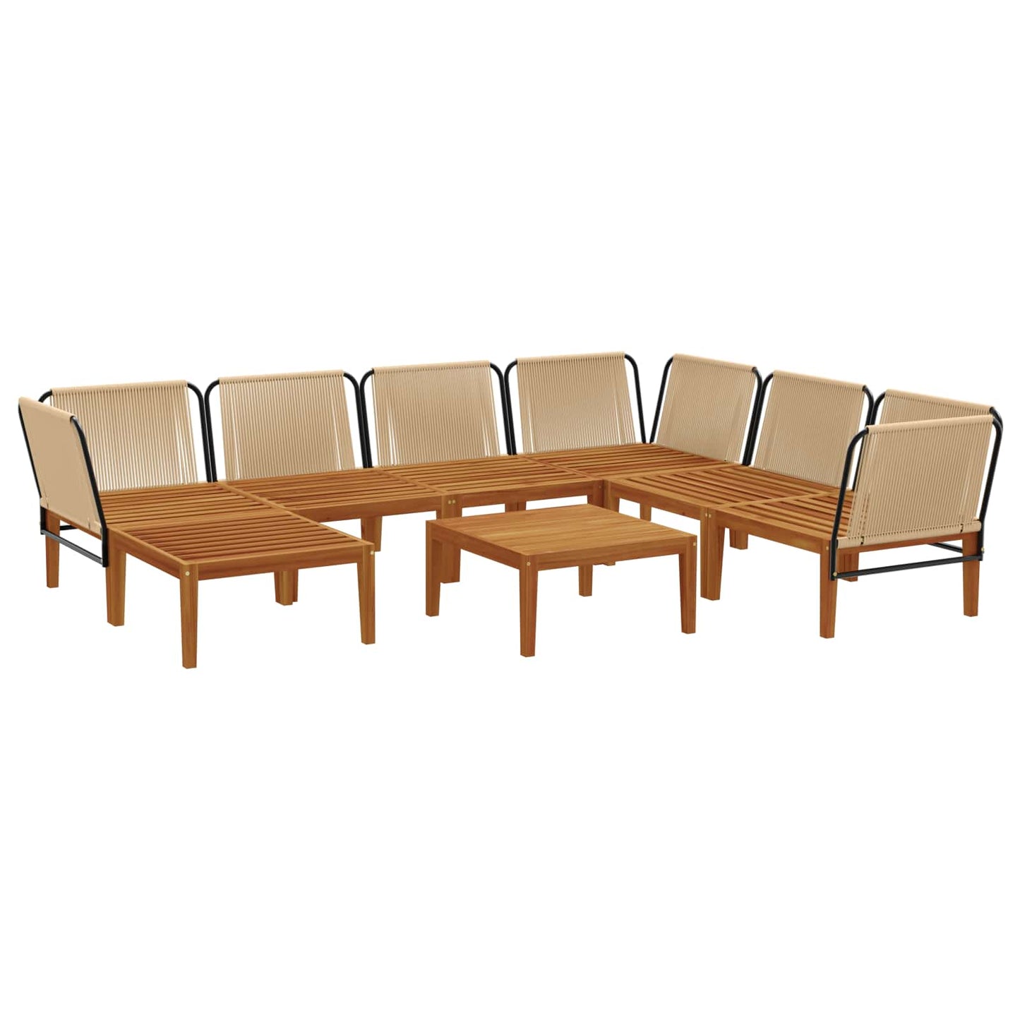 vidaXL 8 pcs Solid Acacia Wood & Rope Natural