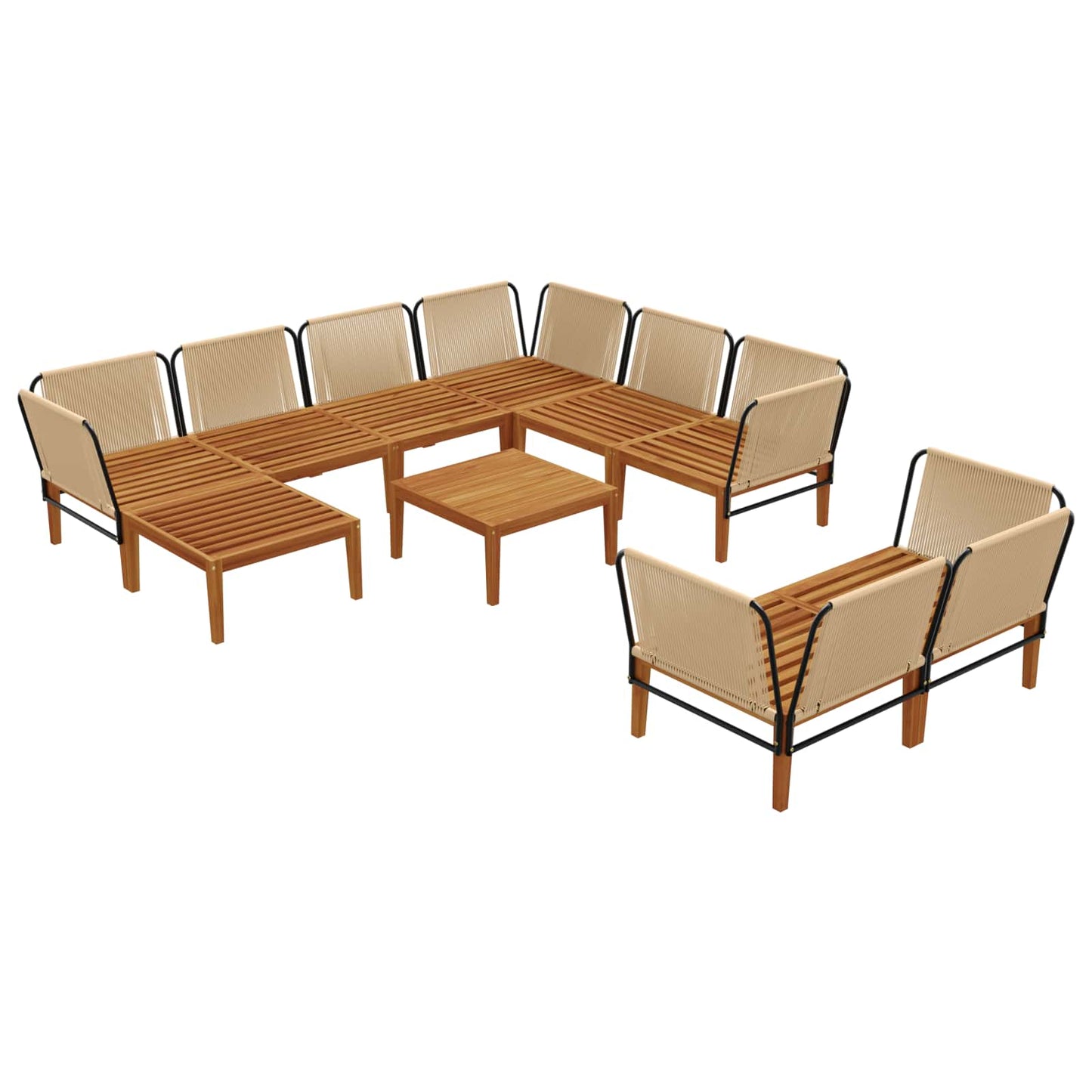 vidaXL 10 pcs Solid Acacia Wood & Rope Natural