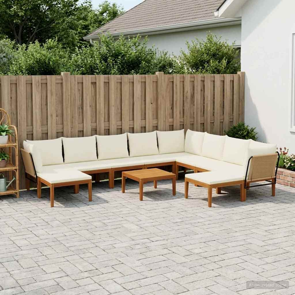 vidaXL 11 pcs Solid Acacia Wood & Rope Natural