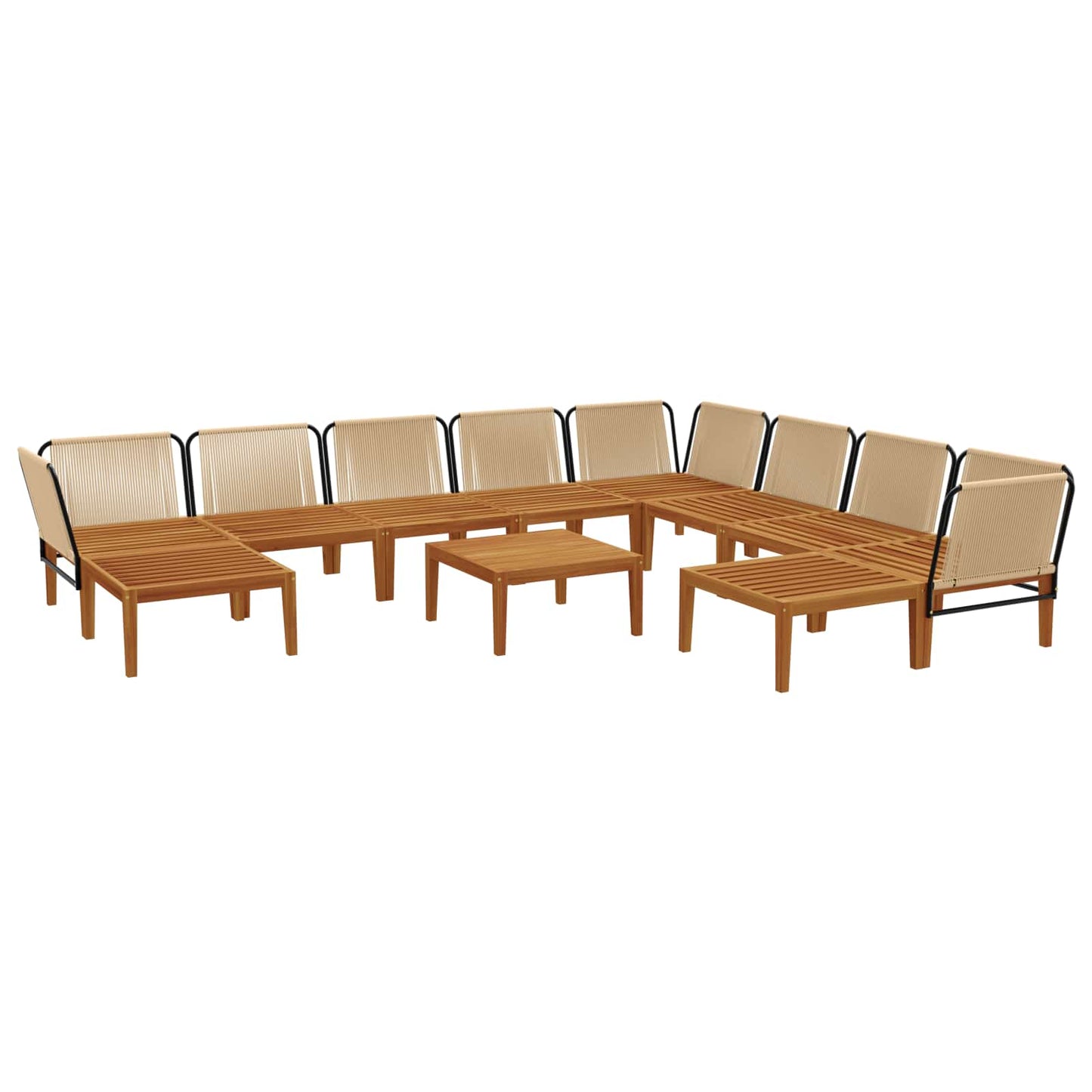vidaXL 11 pcs Solid Acacia Wood & Rope Natural