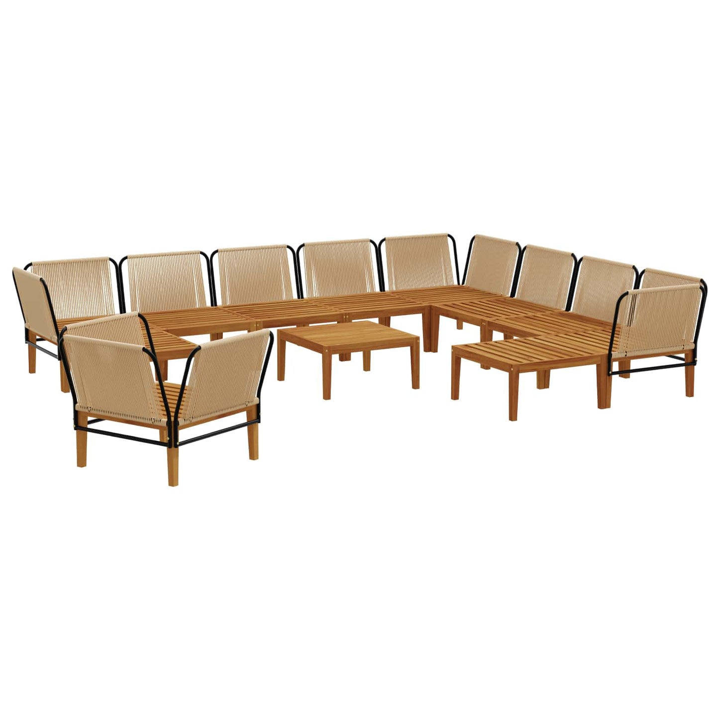 vidaXL 12 pcs Solid Acacia Wood & Rope Natural