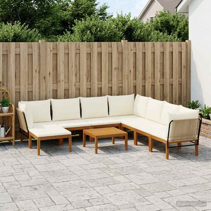 vidaXL 9 pcs Solid Acacia Wood & Rope Natural