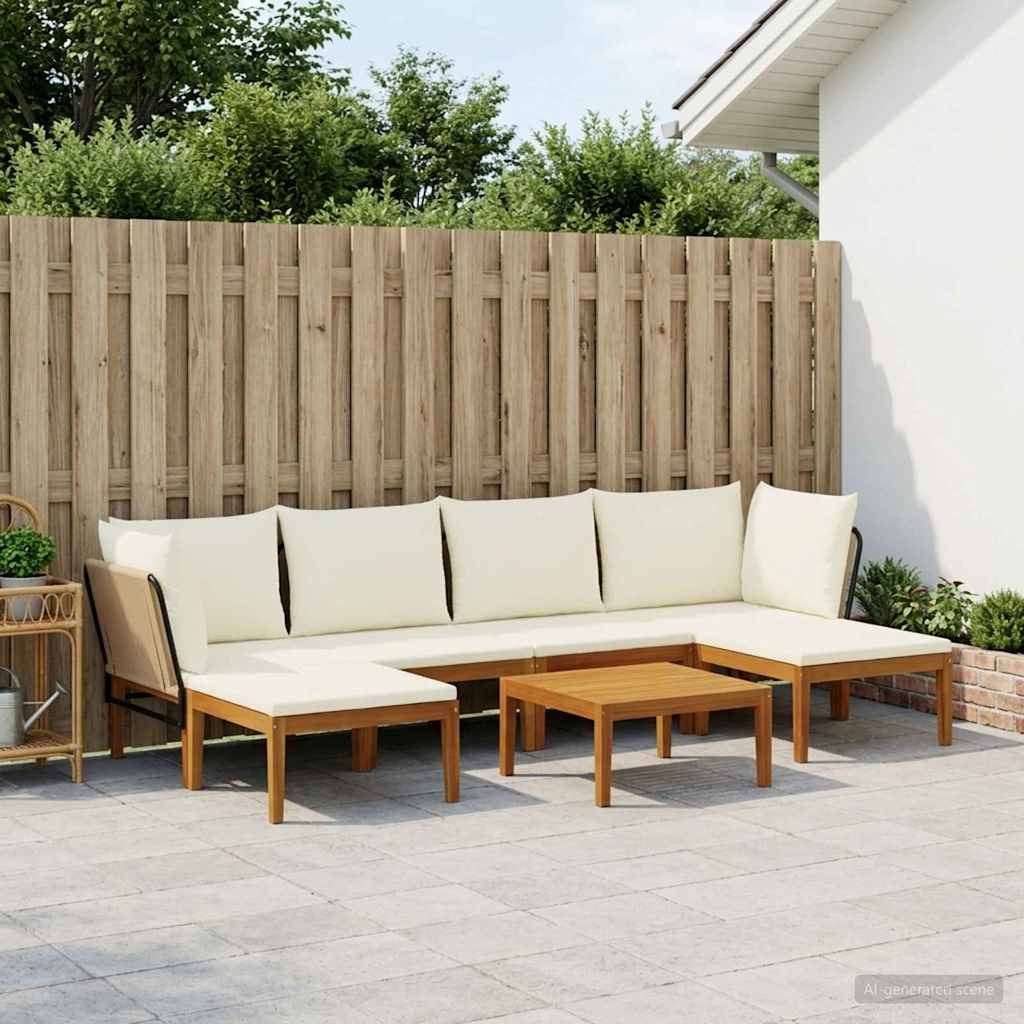 vidaXL 7 pcs Solid Acacia Wood & Rope Natural