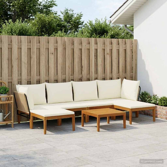 vidaXL 7 pcs Solid Acacia Wood & Rope Natural