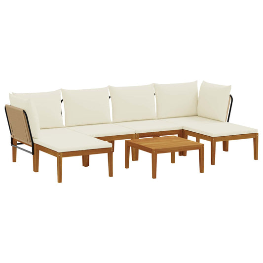 vidaXL 7 pcs Solid Acacia Wood & Rope Natural