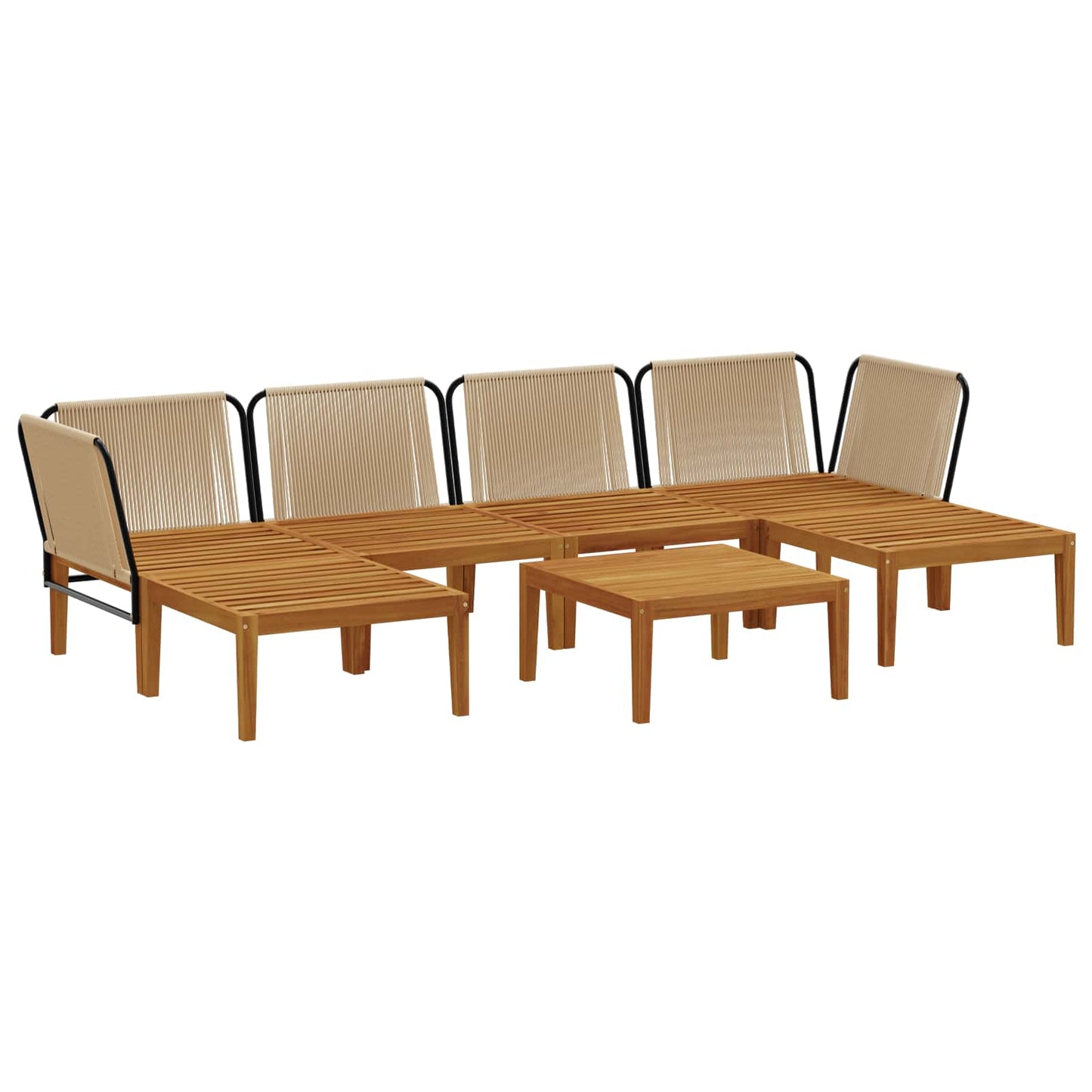 vidaXL 7 pcs Solid Acacia Wood & Rope Natural