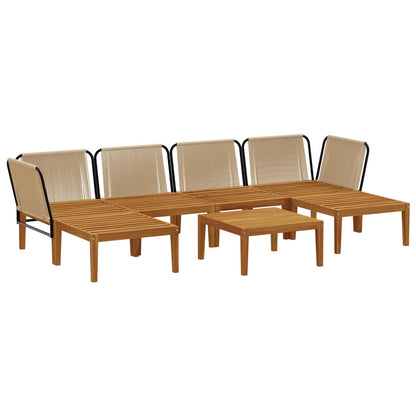 vidaXL 7 pcs Solid Acacia Wood & Rope Natural
