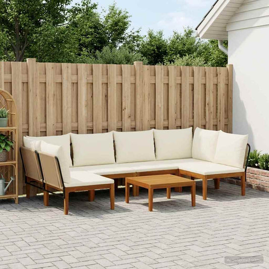 vidaXL 7 pcs Solid Acacia Wood & Rope Natural