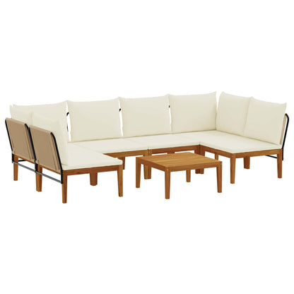 vidaXL 7 pcs Solid Acacia Wood & Rope Natural