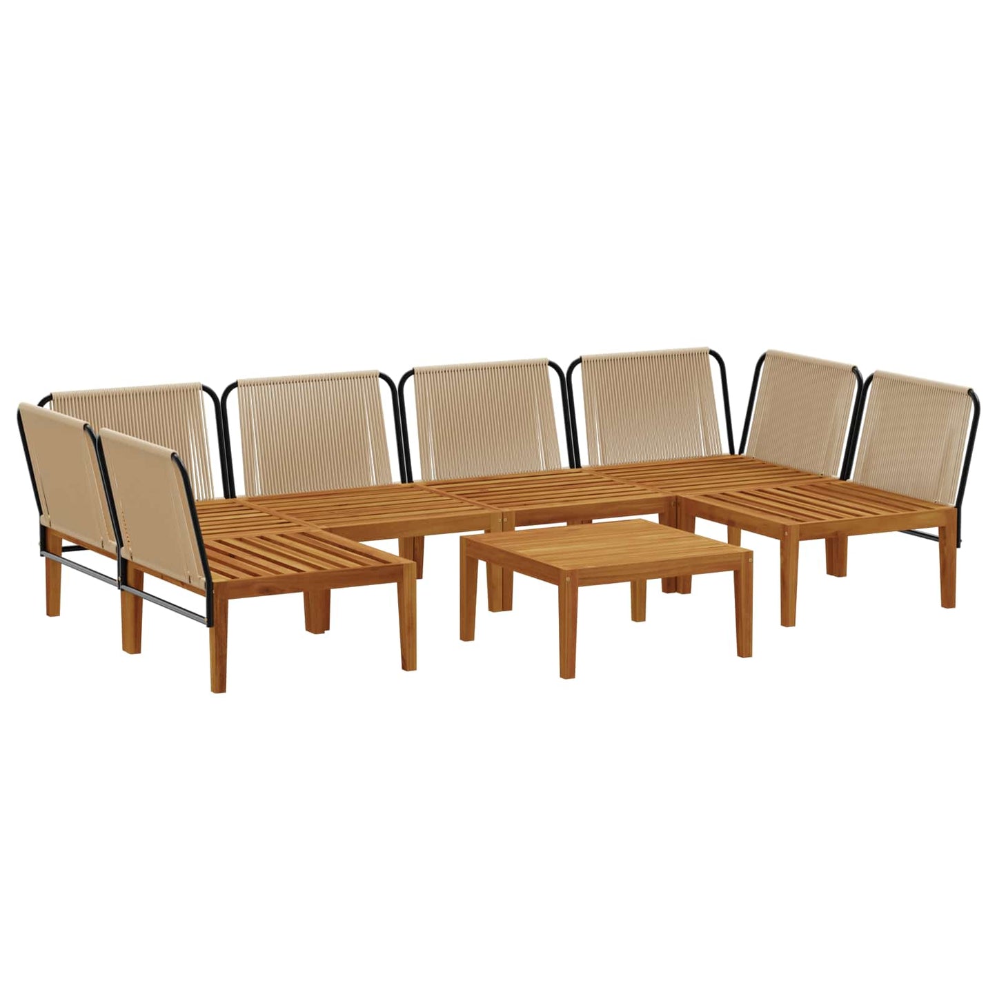 vidaXL 7 pcs Solid Acacia Wood & Rope Natural