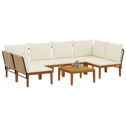 vidaXL 7 pcs Solid Acacia Wood & Rope Natural