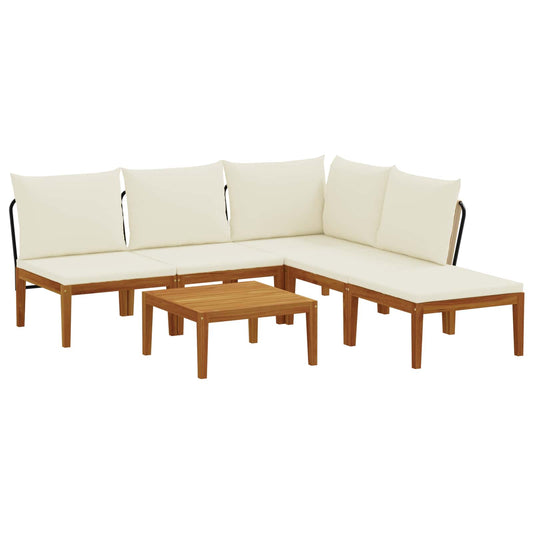 vidaXL 6 pcs Solid Acacia Wood & Rope Natural