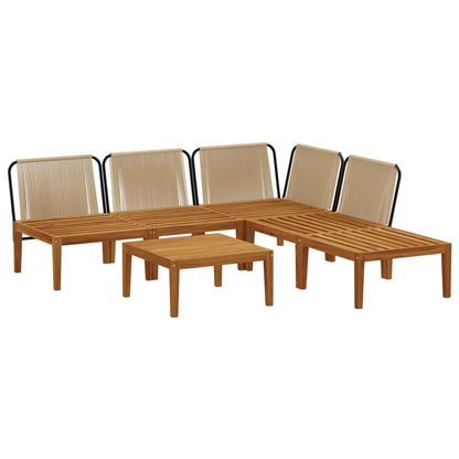 vidaXL 6 pcs Solid Acacia Wood & Rope Natural