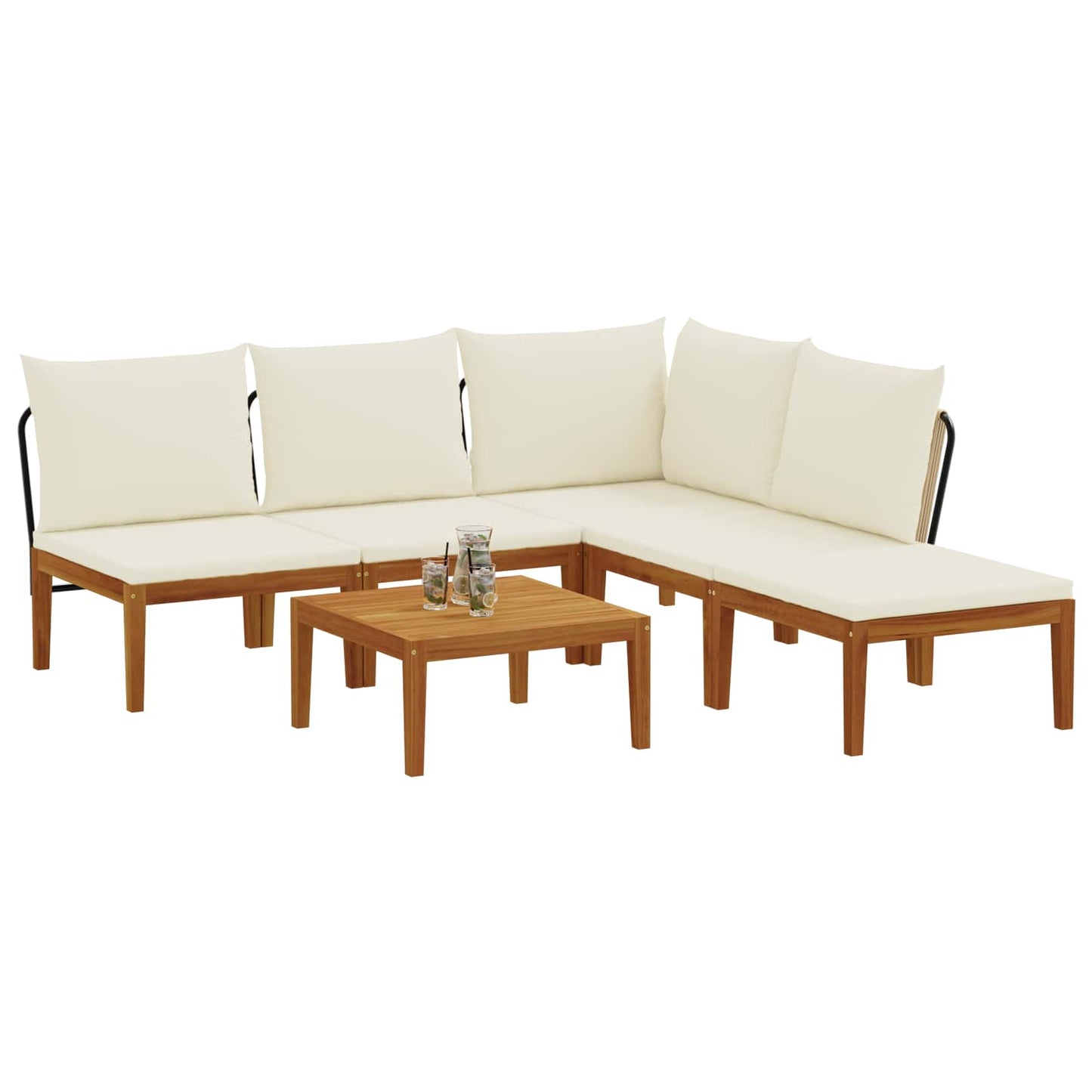 vidaXL 6 pcs Solid Acacia Wood & Rope Natural