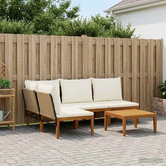 vidaXL 5 pcs Solid Acacia Wood & Rope Natural