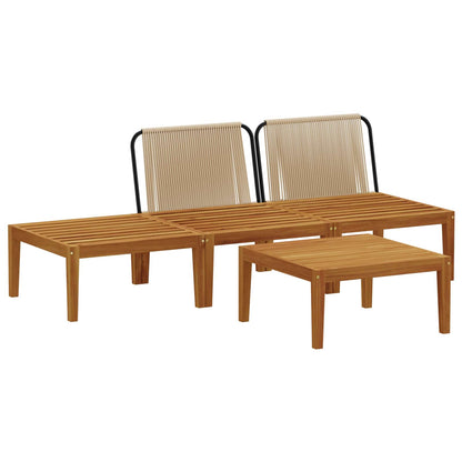 vidaXL 4 pcs Solid Acacia Wood & Rope Natural
